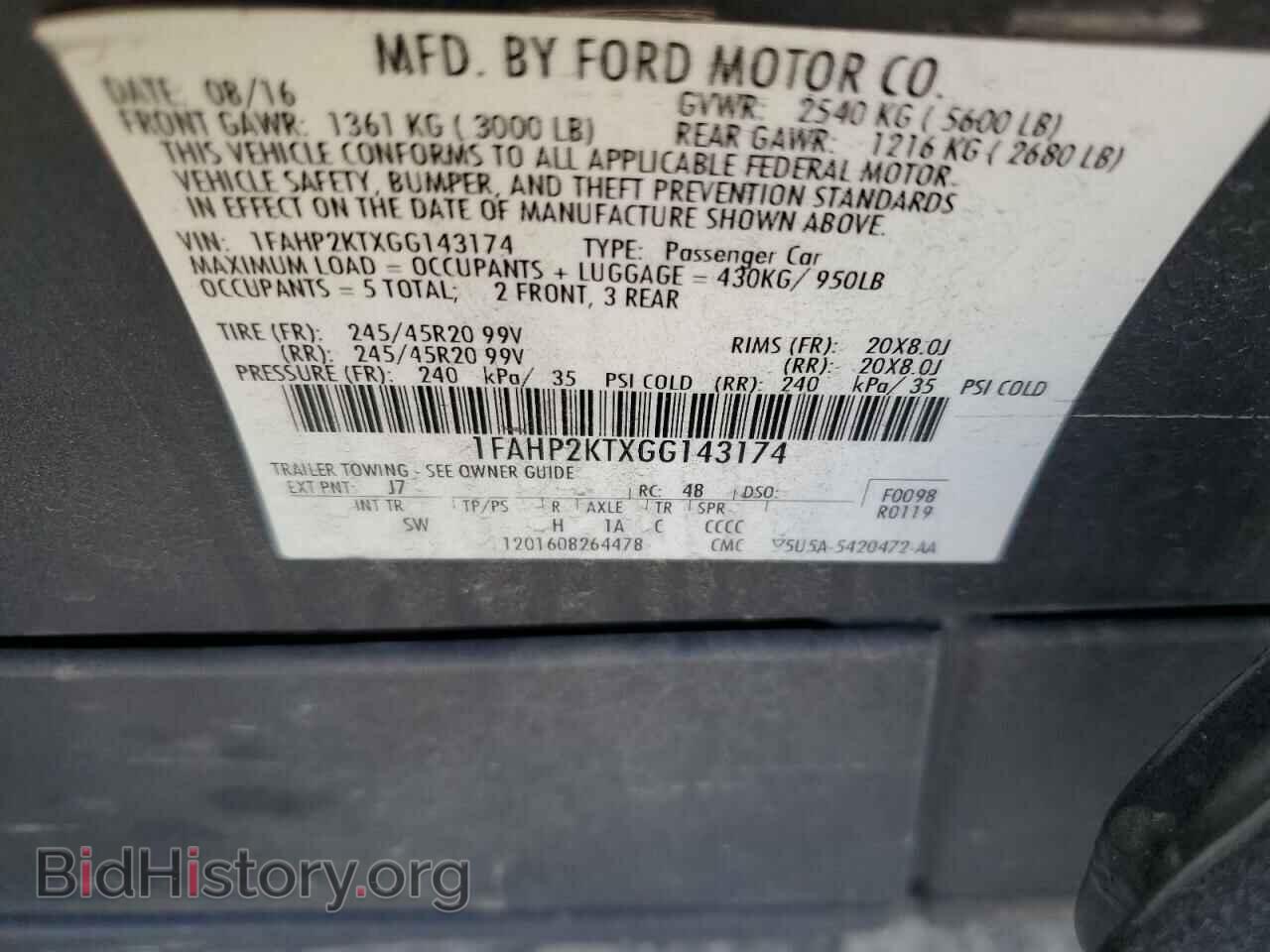 2016 FORD TAURUS - VIN: 1FAHP2KTXGG143174 - Фото 12