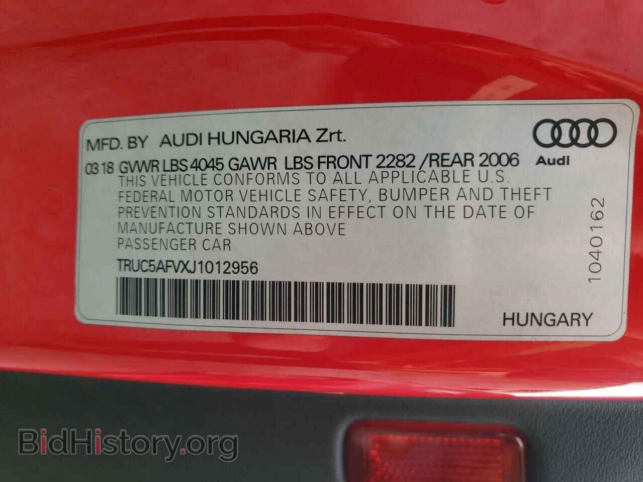 2018 AUDI TT - VIN: TRUC5AFVXJ1012956 - Photo 10