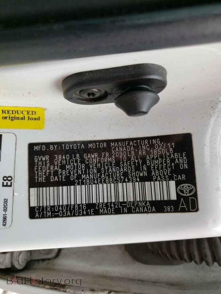 2011 TOYOTA COROLLA - VIN: 2T1BU4EE8BC574394 - Фото 10