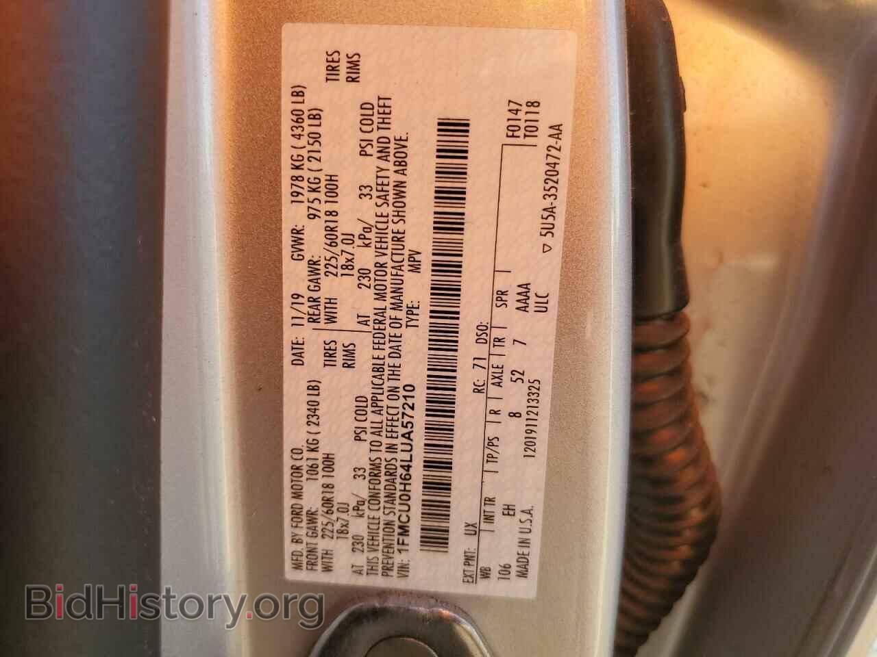2020 FORD ESCAPE - VIN: 1FMCU0H64LUA57210 - Photo 12