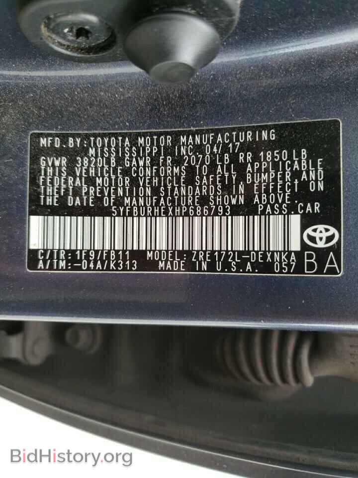 2017 TOYOTA COROLLA - VIN: 5YFBURHEXHP686793 - Фото 10
