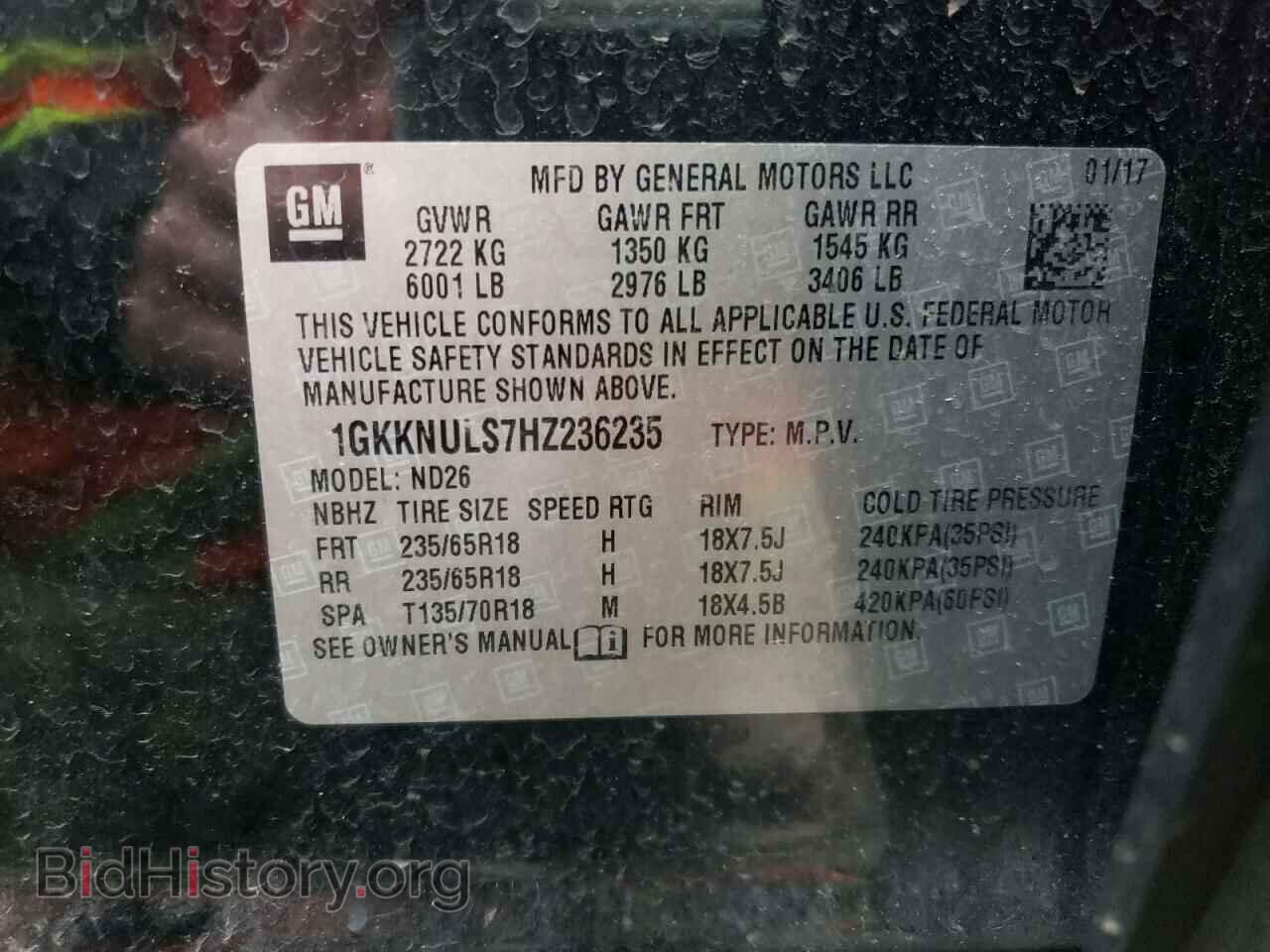 2017 GMC ACADIA - VIN: 1GKKNULS7HZ236235 - Фото 10