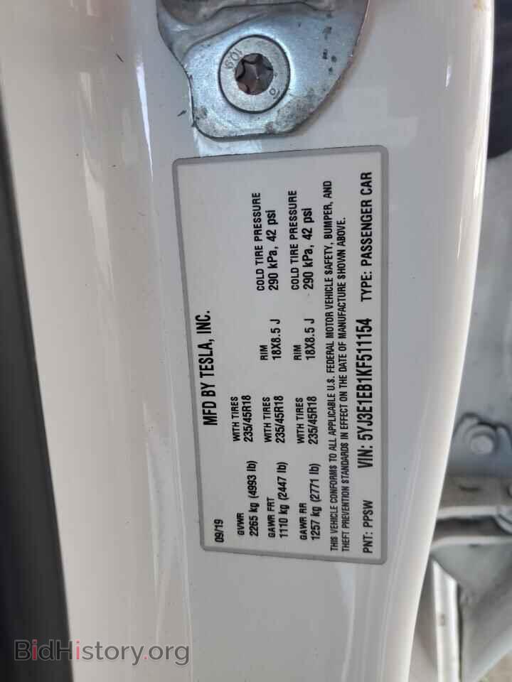 2019 TESLA MODEL 3 - VIN: 5YJ3E1EB1KF511154 - Photo 13
