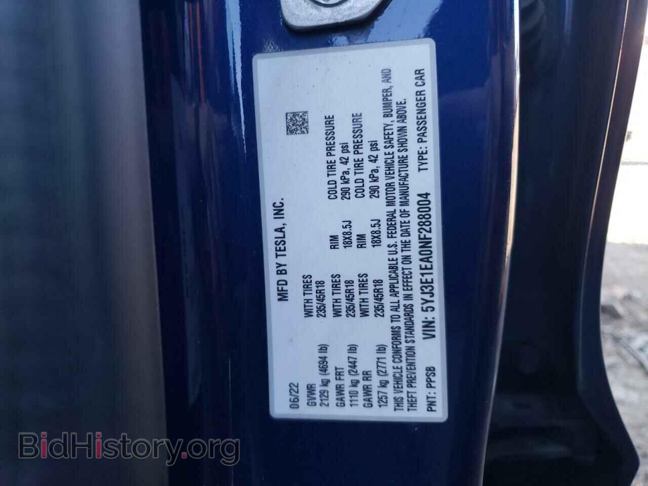 2022 TESLA MODEL 3 - VIN: 5YJ3E1EA0NF288004 - Фото 13
