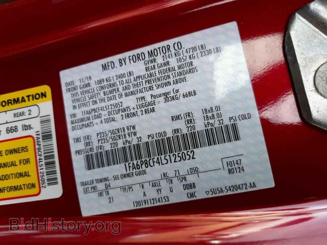 2020 FORD MUSTANG - VIN: 1FA6P8CF4L5125052 - Фото 10