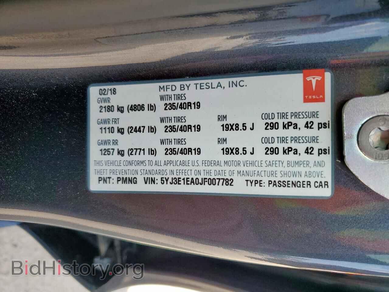2018 TESLA MODEL 3 - VIN: 5YJ3E1EA0JF007782 - Фото 12