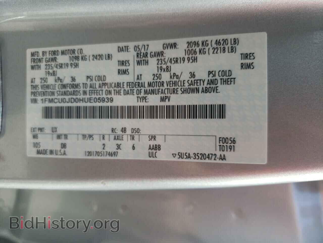 2017 FORD ESCAPE - VIN: 1FMCU0JD0HUE05939 - Photo 13