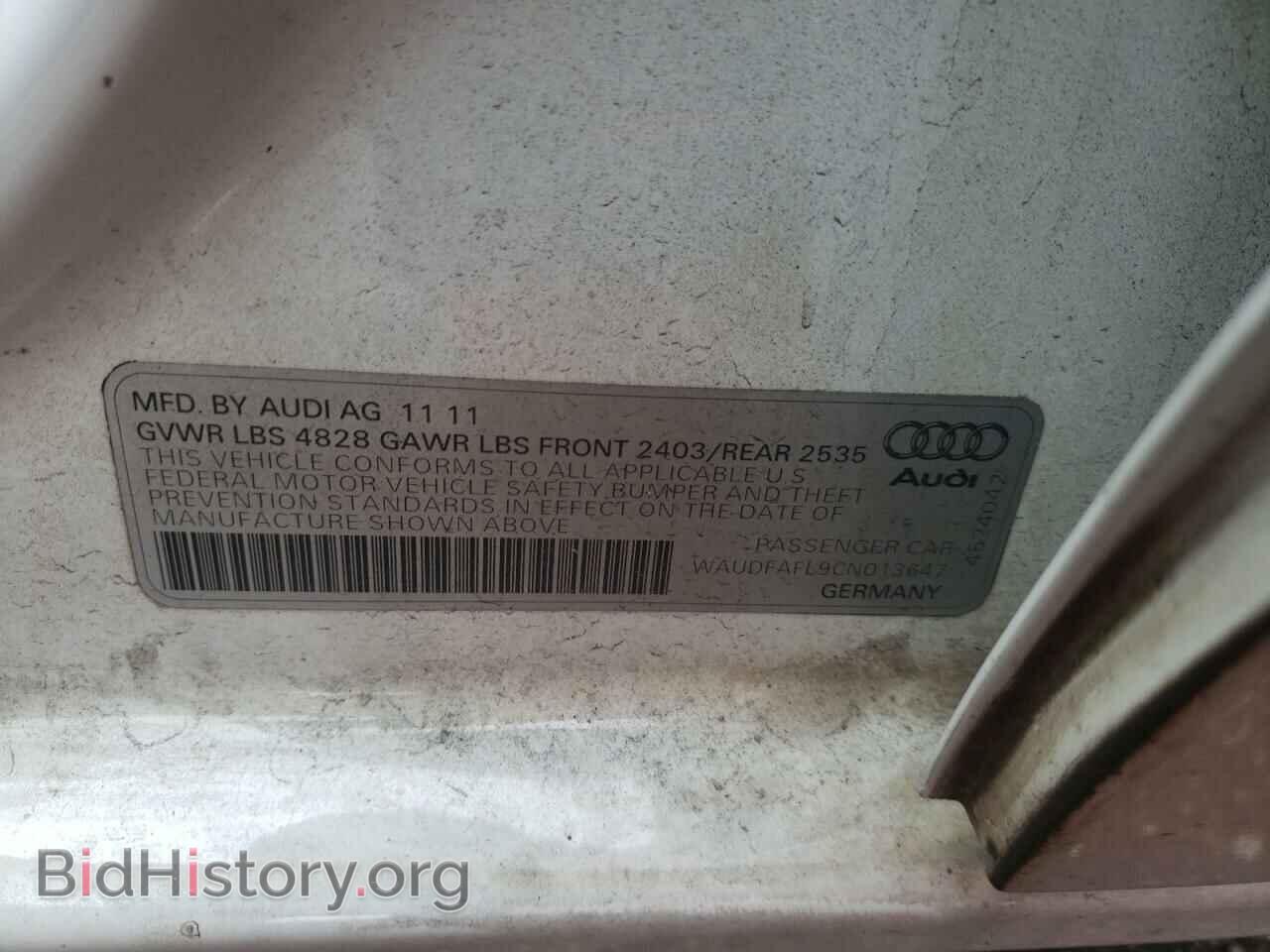 2012 AUDI A4 - VIN: WAUDFAFL9CN013647 - Фото 10