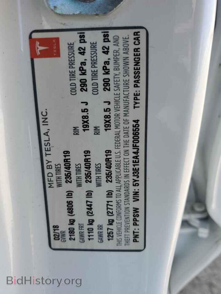 2018 TESLA MODEL 3 - VIN: 5YJ3E1EA4JF006554 - Photo 12