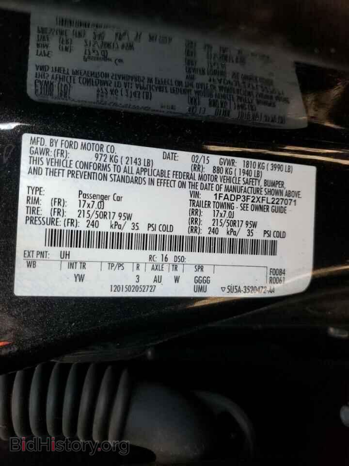 2015 FORD FOCUS - VIN: 1FADP3F2XFL227071 - Фото 10