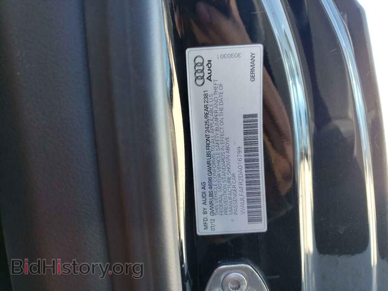 2013 AUDI A5 - VIN: WAULFAFR2DA016799 - Фото 10
