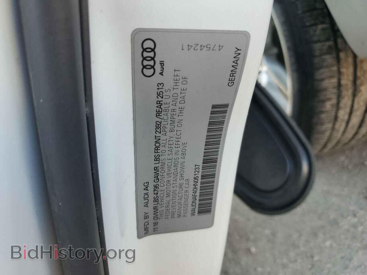 2017 AUDI A4 - VIN: WAUDNAF40HN051237 - Фото 12