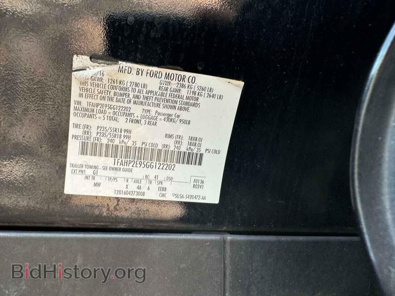 2016 FORD TAURUS - VIN: 1FAHP2E95GG122202 - Фото 10