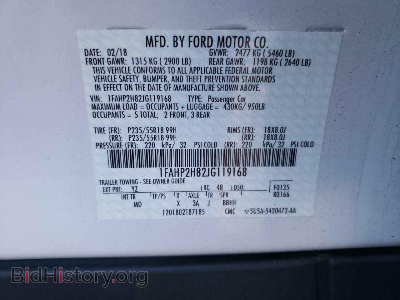 2018 FORD TAURUS - VIN: 1FAHP2H82JG119168 - Фото 10