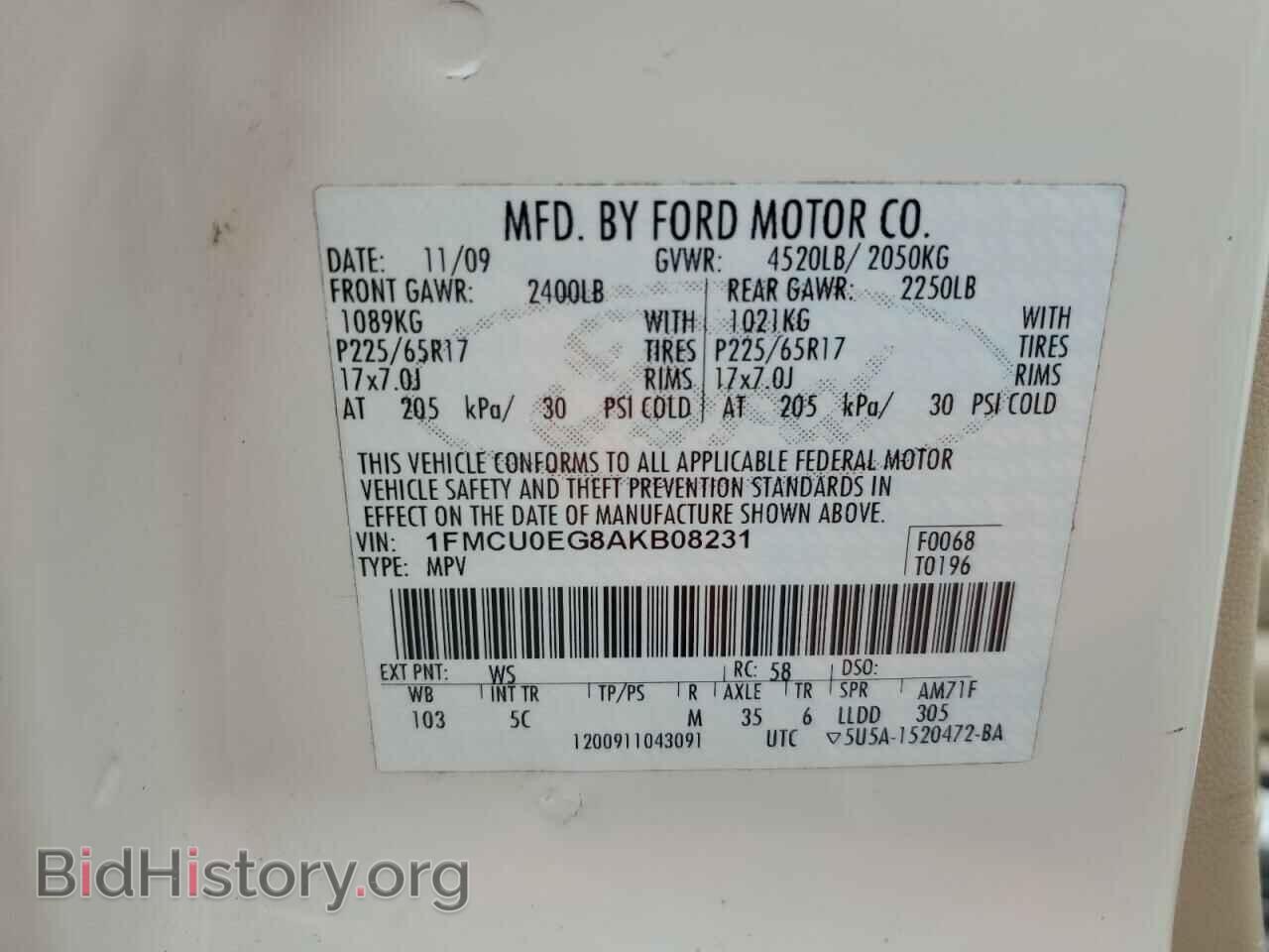 2010 FORD ESCAPE - VIN: 1FMCU0EG8AKB08231 - Фото 13