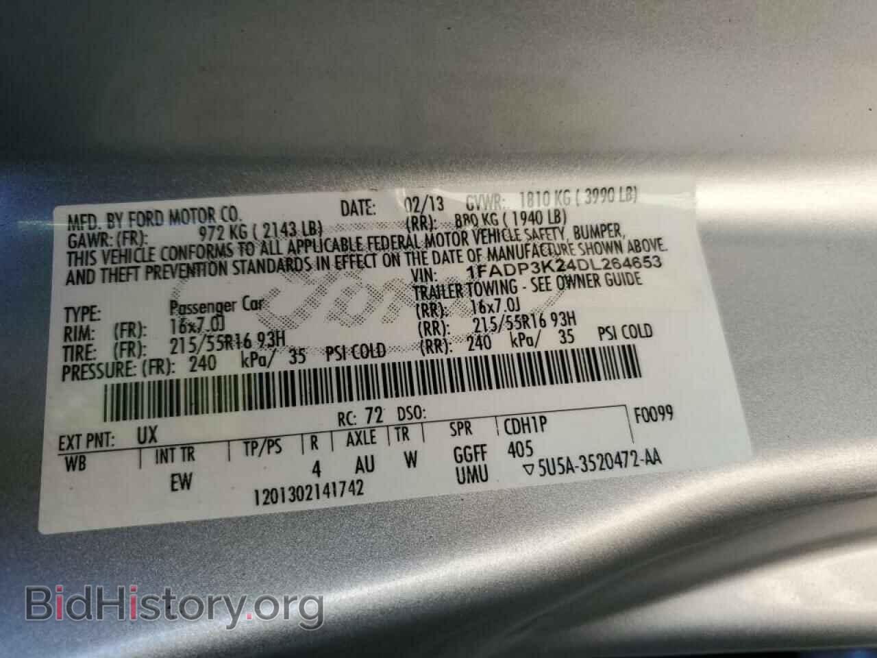 2013 FORD FOCUS - VIN: 1FADP3K24DL264653 - Фото 12