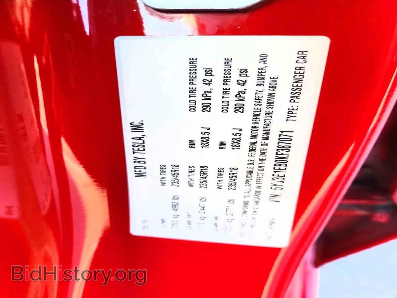2019 TESLA MODEL 3 - VIN: 5YJ3E1EB0KF387071 - Photo 12