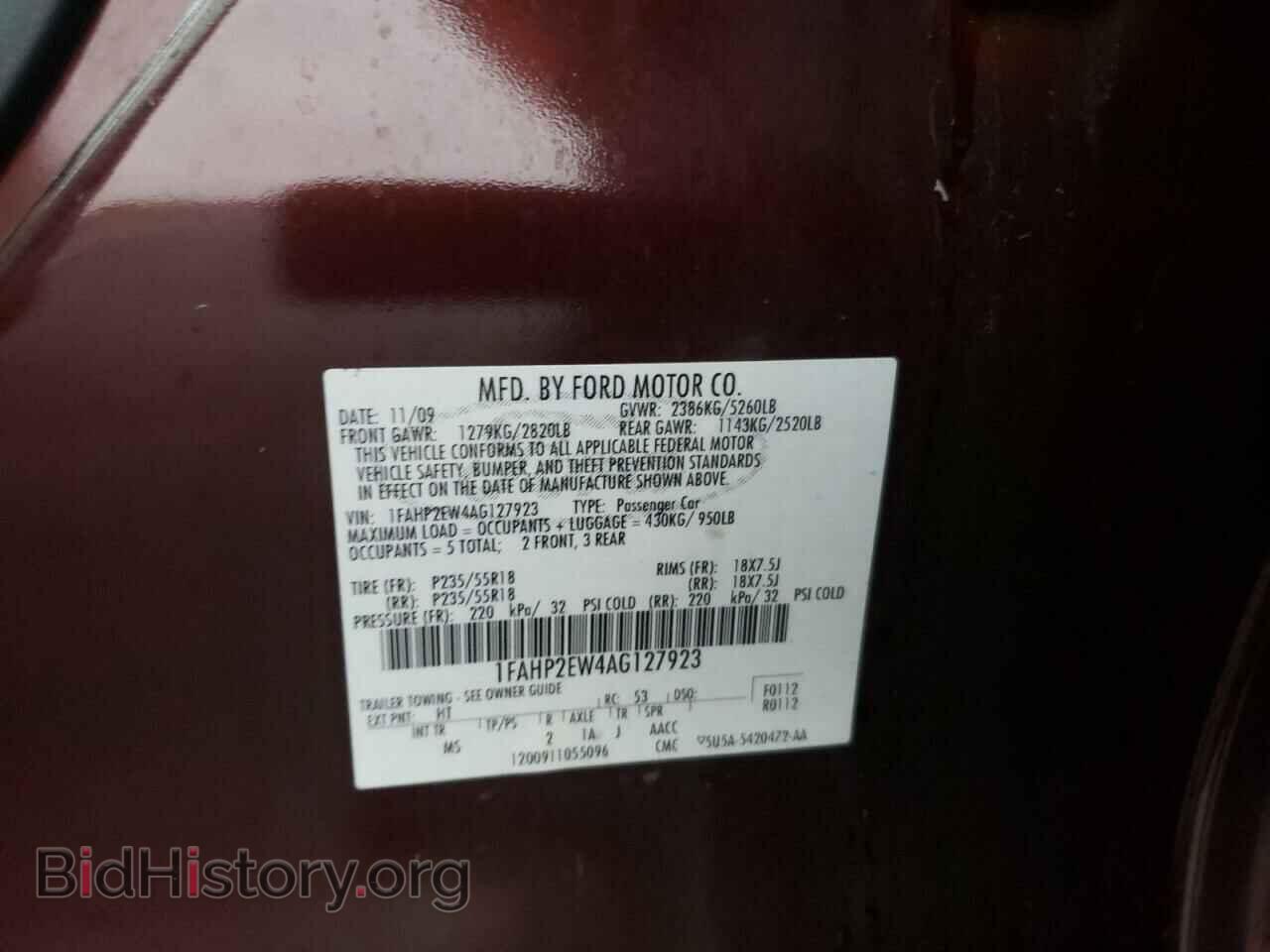 2010 FORD TAURUS - VIN: 1FAHP2EW4AG127923 - Фото 10