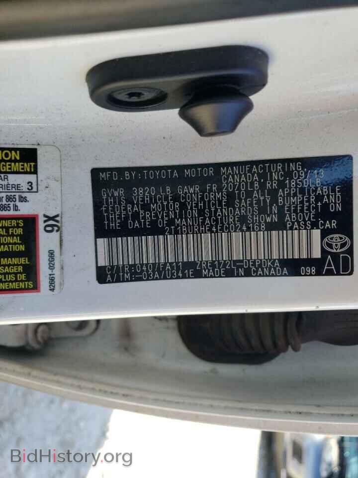 2014 TOYOTA COROLLA - VIN: 2T1BURHE4EC024168 - Фото 10