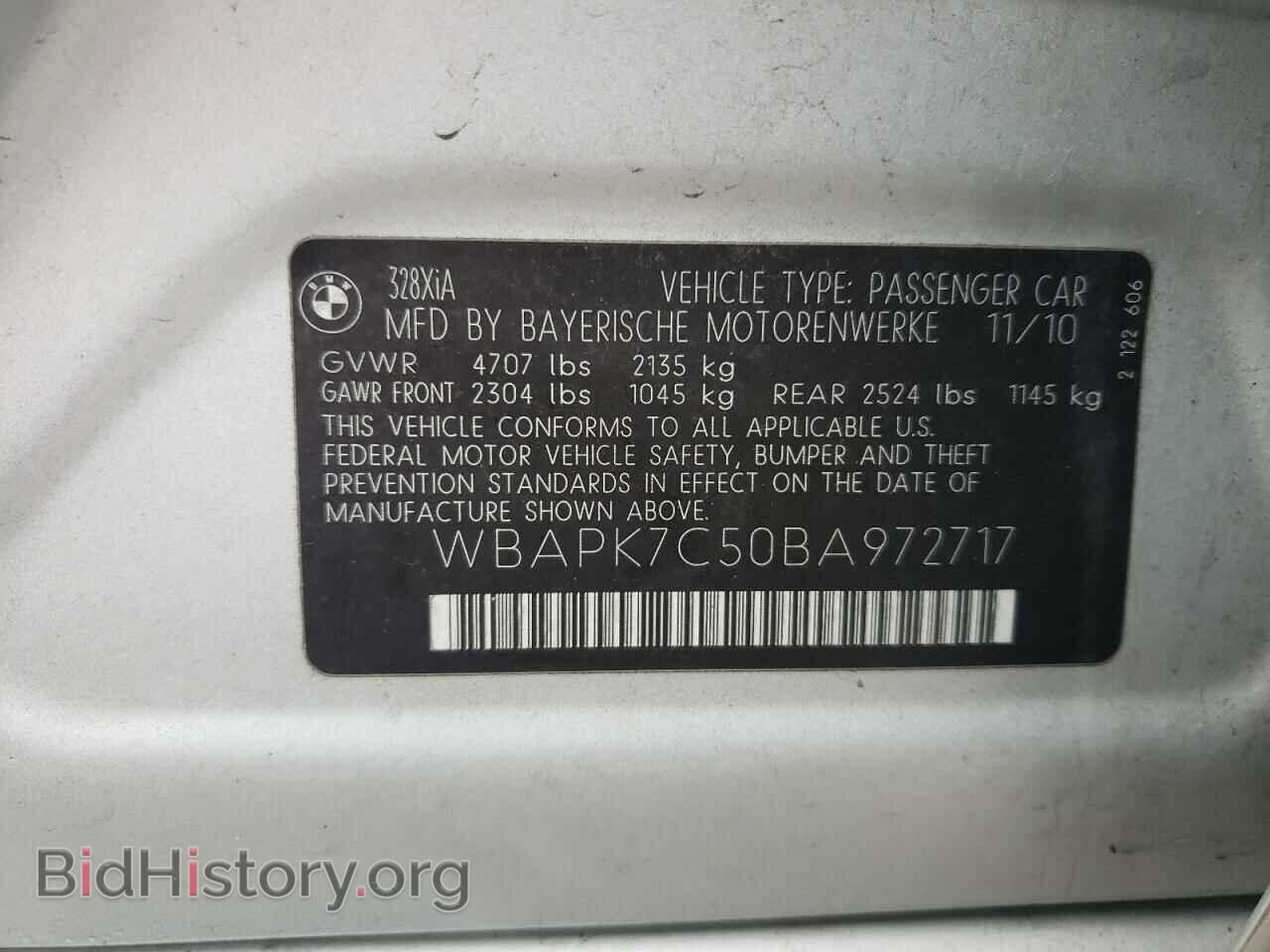 2011 BMW 3 SERIES - VIN: WBAPK7C50BA972717 - Фото 10