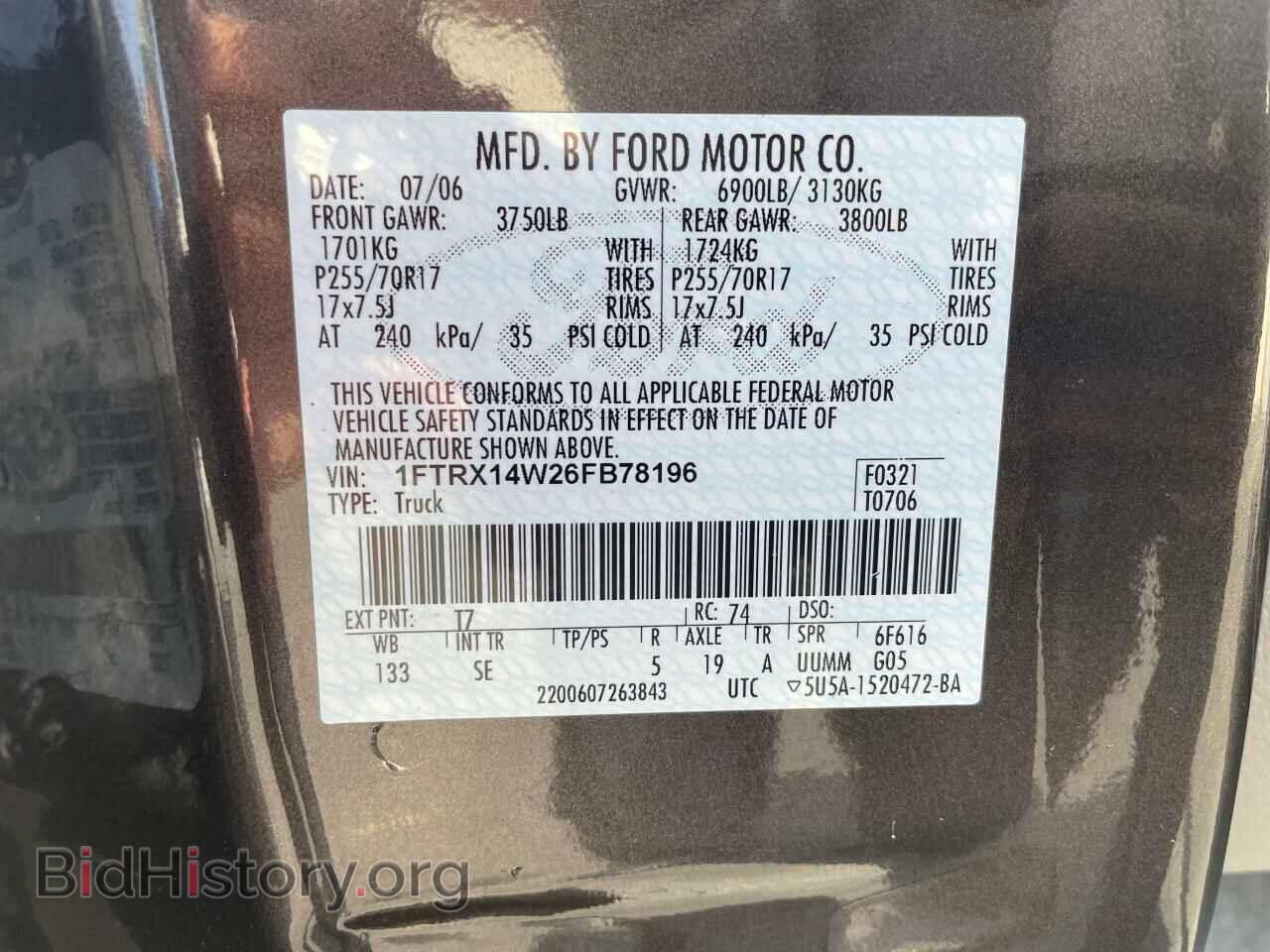2006 FORD All Models - VIN: 1FTRX14W26FB78196 - Фото 10