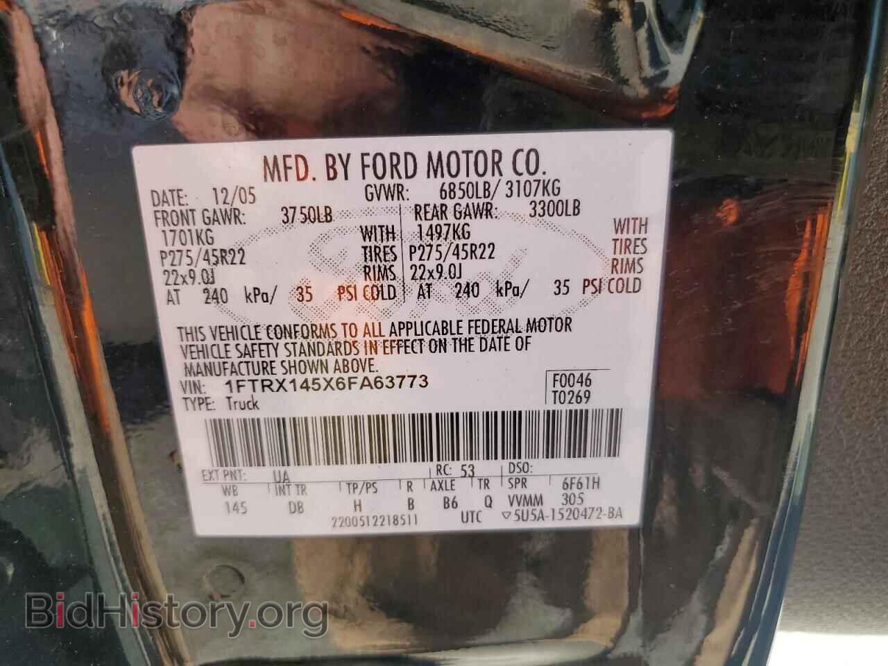 2006 FORD All Models - VIN: 1FTRX145X6FA63773 - Фото 12