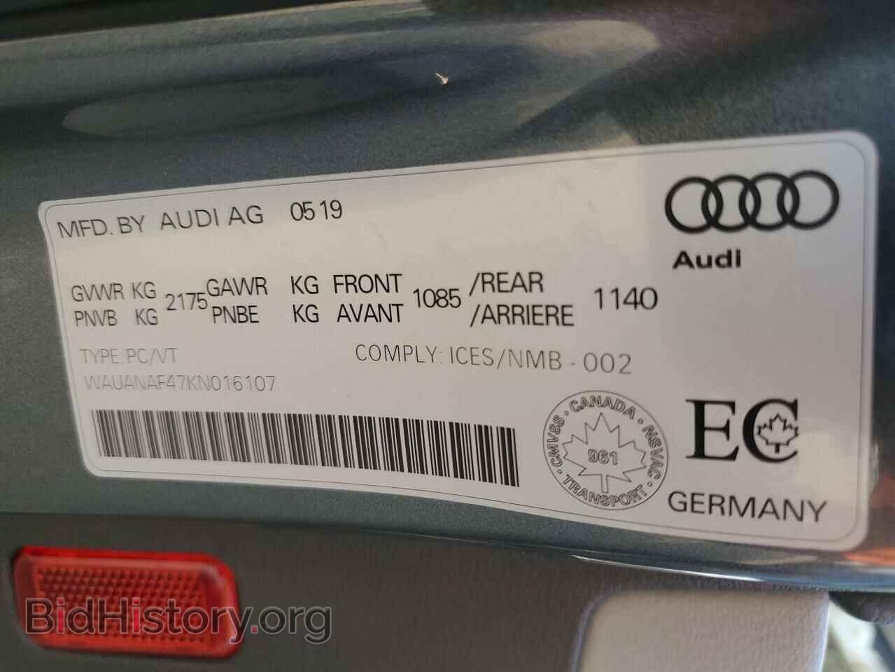 2019 AUDI A4 - VIN: WAUANAF47KN016107 - Фото 12