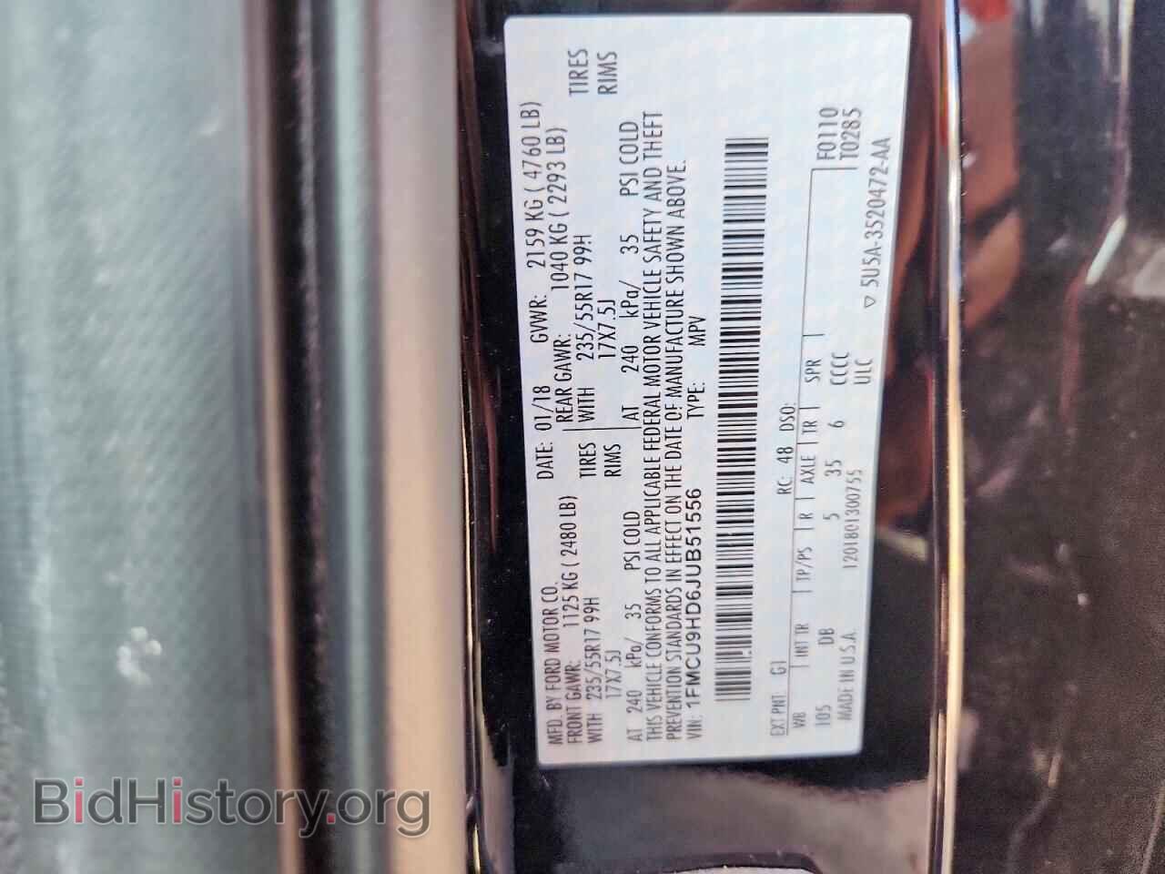 2018 FORD ESCAPE - VIN: 1FMCU9HD6JUB51556 - Фото 13