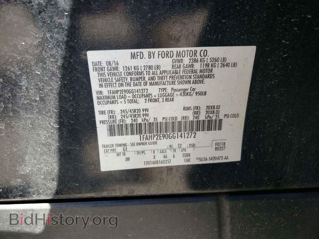 2016 FORD TAURUS - VIN: 1FAHP2E90GG141272 - Фото 10
