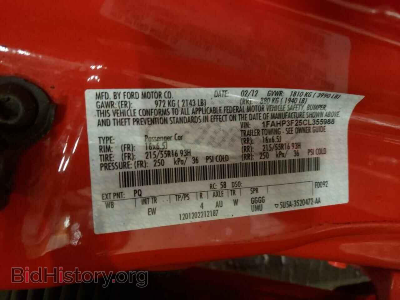 2012 FORD FOCUS - VIN: 1FAHP3F25CL355988 - Фото 10