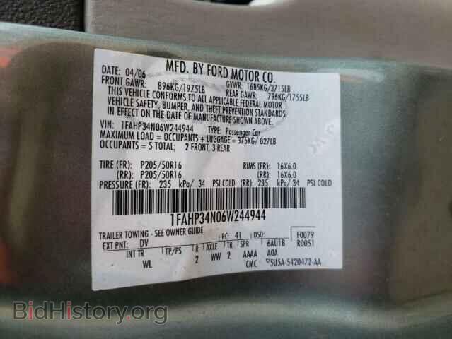 2006 FORD FOCUS - VIN: 1FAHP34N06W244944 - Фото 10