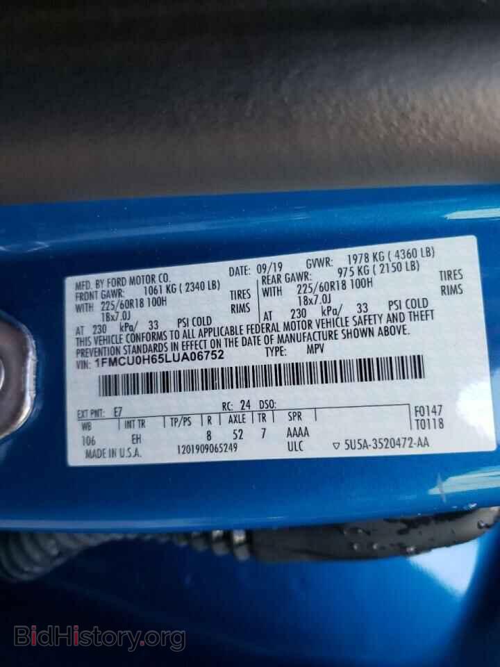 2020 FORD ESCAPE - VIN: 1FMCU0H65LUA06752 - Фото 10