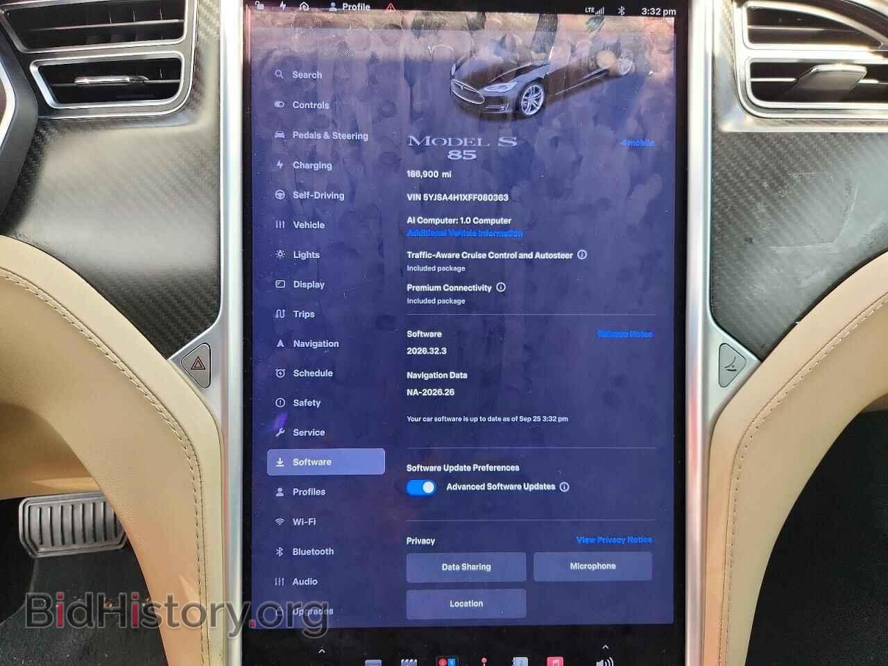 2015 TESLA MODEL S - VIN: 5YJSA4H1XFF080363 - Фото 9