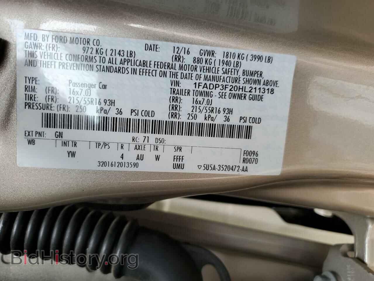 2017 FORD FOCUS - VIN: 1FADP3F20HL211318 - Photo 12