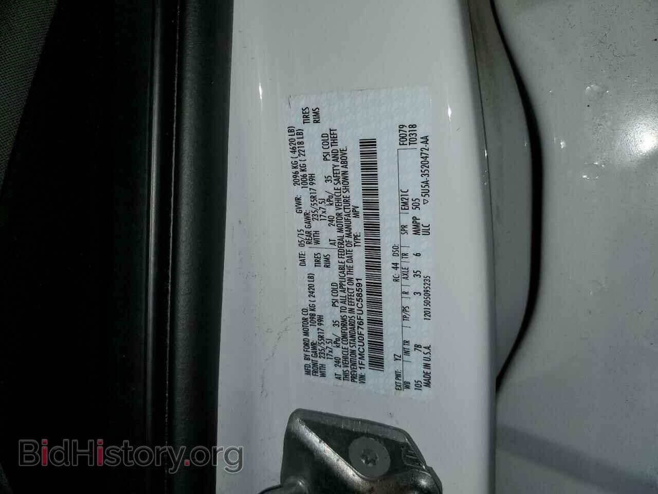 2015 FORD ESCAPE - VIN: 1FMCU0F76FUC58591 - Фото 13