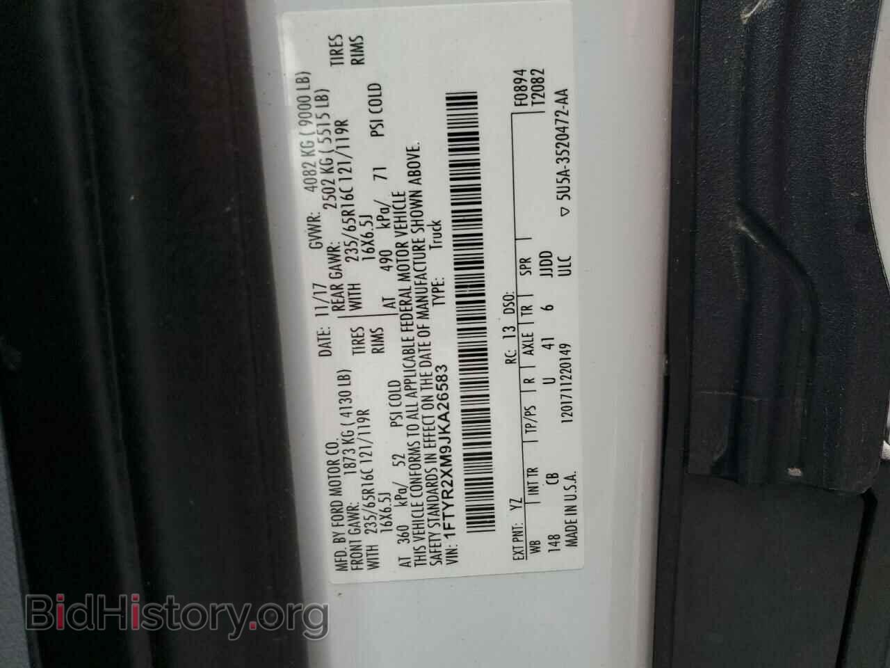 2018 FORD TRANSIT - VIN: 1FTYR2XM9JKA26583 - Photo 13