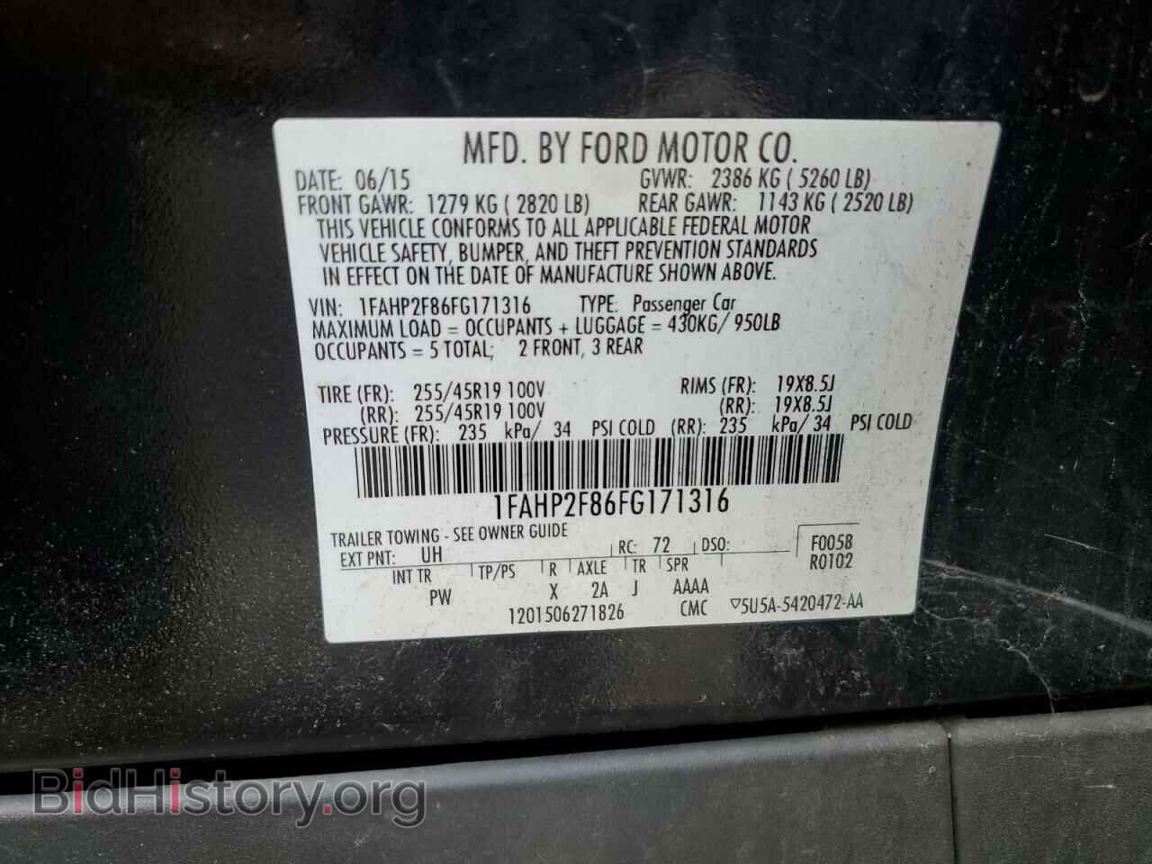 2015 FORD TAURUS - VIN: 1FAHP2F86FG171316 - Фото 12