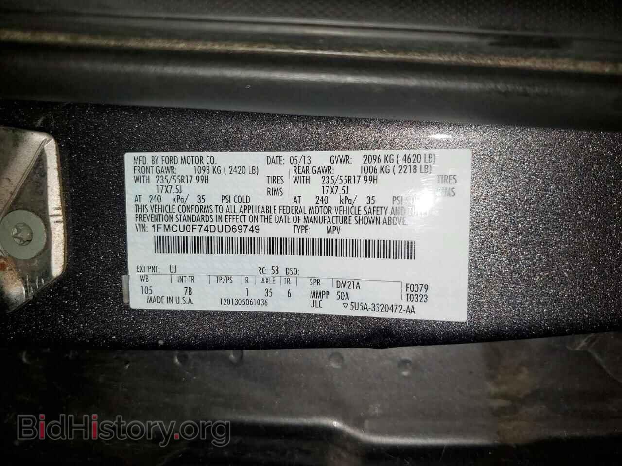 2013 FORD ESCAPE - VIN: 1FMCU0F74DUD69749 - Photo 13