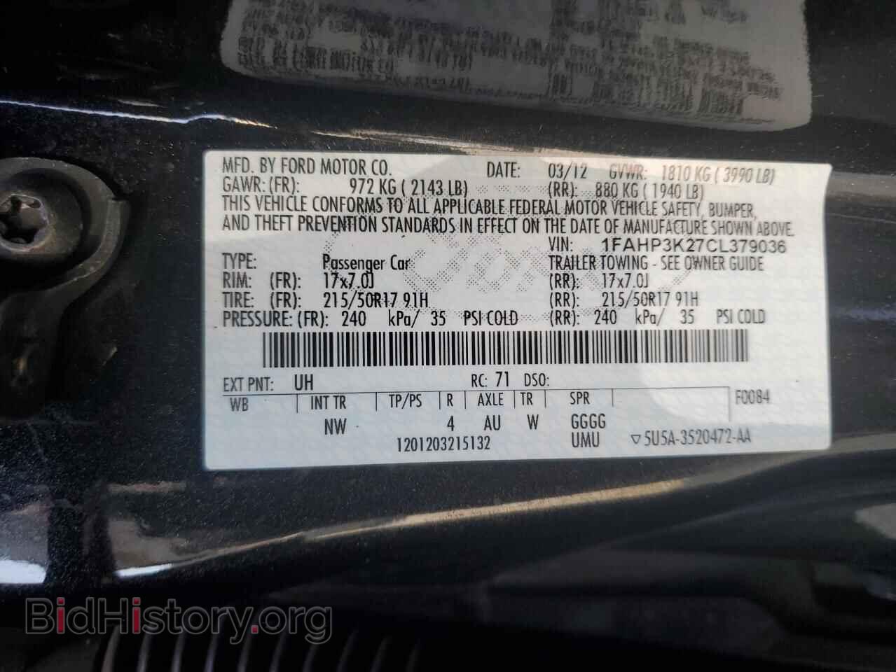 2012 FORD FOCUS - VIN: 1FAHP3K27CL379036 - Фото 12