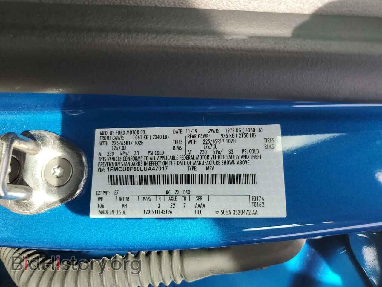 2020 FORD ESCAPE - VIN: 1FMCU0F60LUA47017 - Фото 13