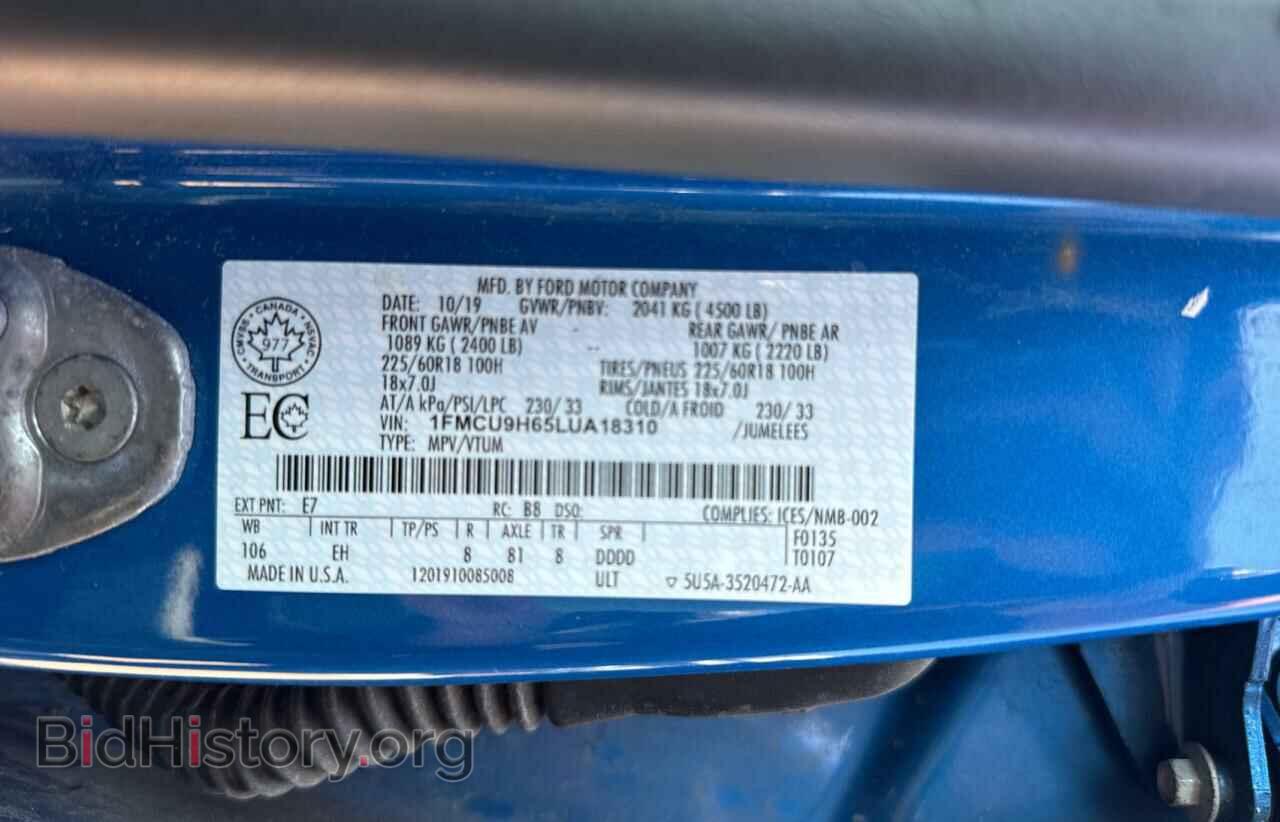 2020 FORD ESCAPE - VIN: 1FMCU9H65LUA18310 - Фото 10