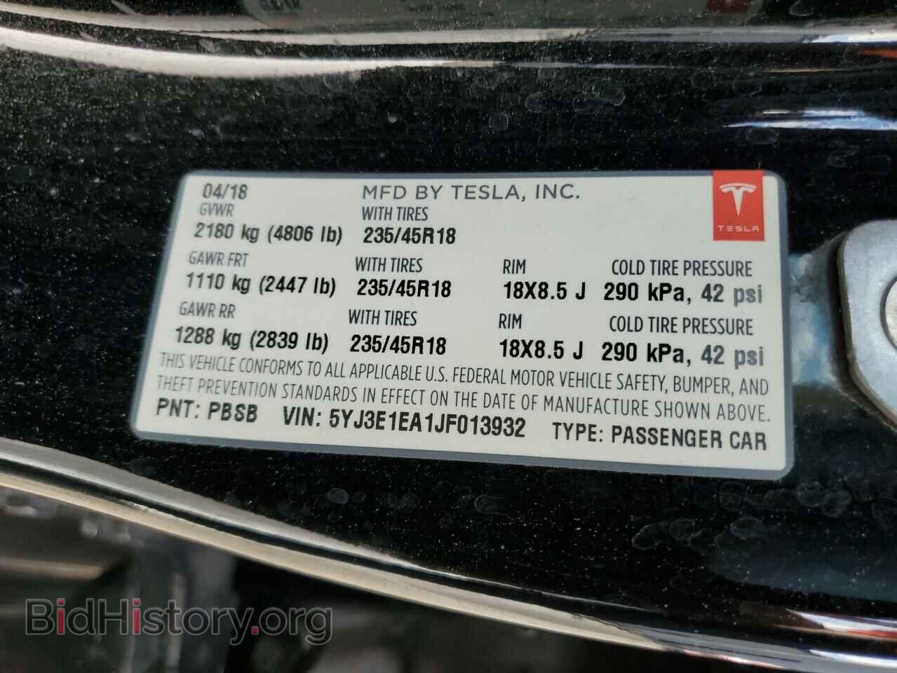 2018 TESLA MODEL 3 - VIN: 5YJ3E1EA1JF013932 - Photo 13