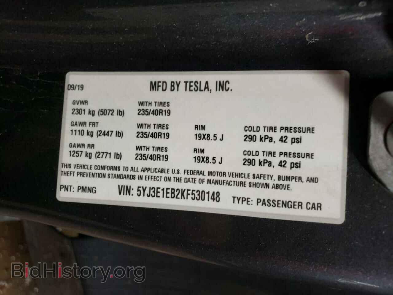 2019 TESLA MODEL 3 - VIN: 5YJ3E1EB2KF530148 - Photo 10