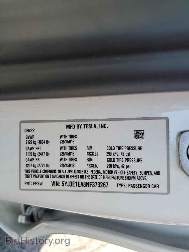 2022 TESLA MODEL 3 - VIN: 5YJ3E1EA8NF373267 - Photo 12