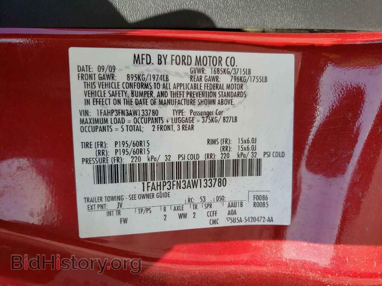 2010 FORD FOCUS - VIN: 1FAHP3FN3AW133780 - Фото 10