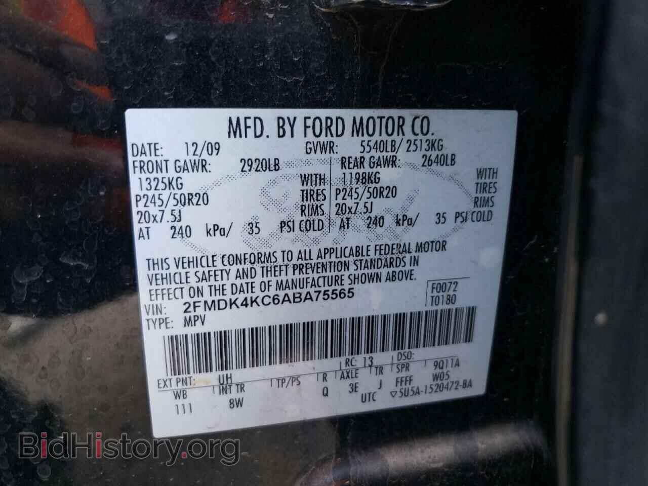2010 FORD EDGE - VIN: 2FMDK4KC6ABA75565 - Фото 10