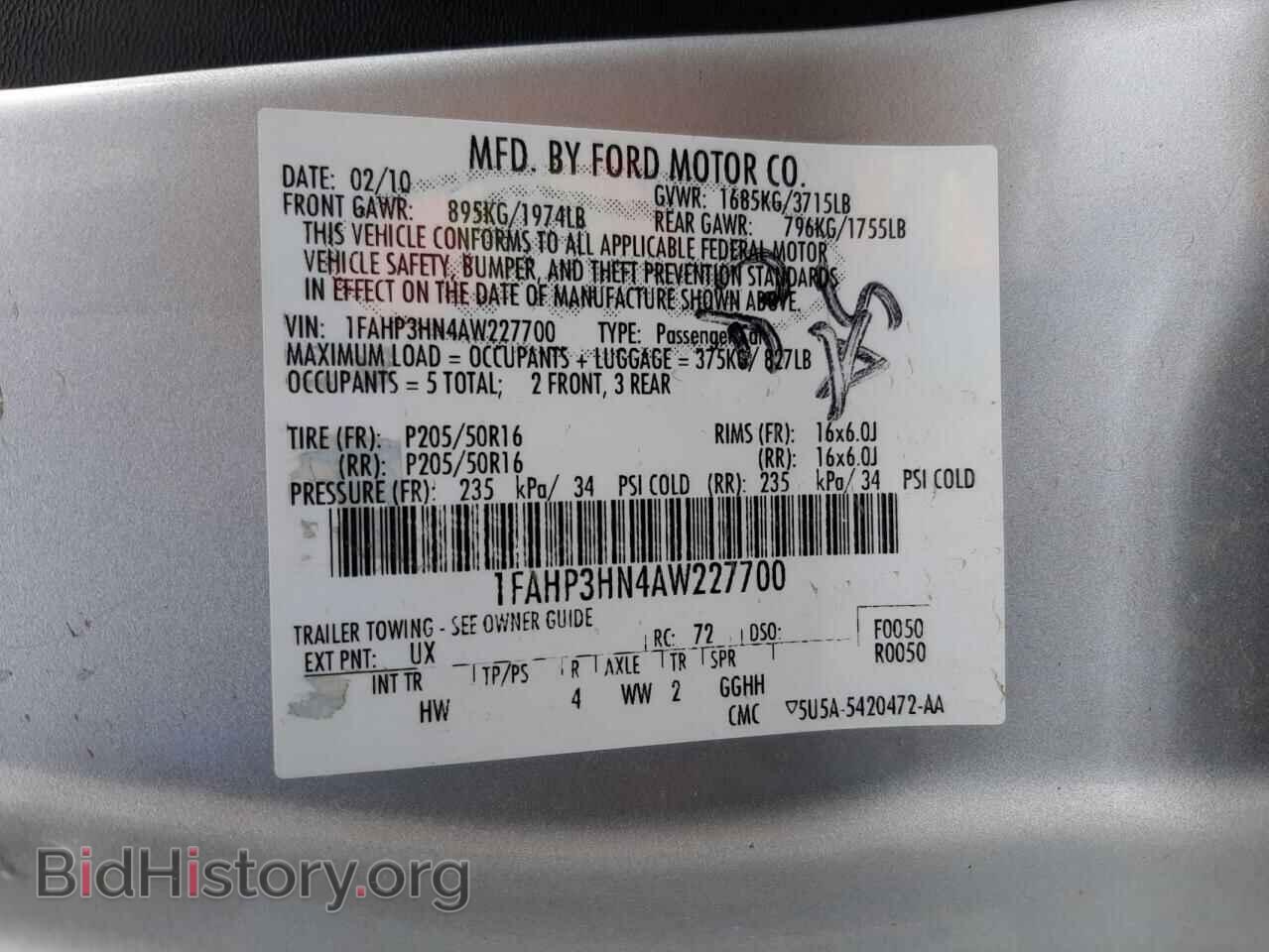 2010 FORD FOCUS - VIN: 1FAHP3HN4AW227700 - Фото 10