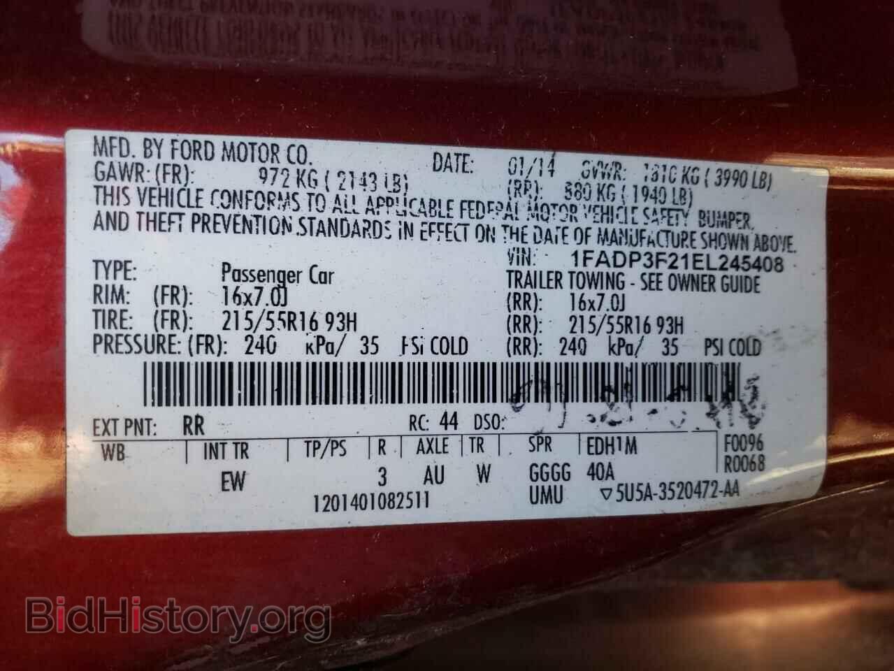 2014 FORD FOCUS - VIN: 1FADP3F21EL245408 - Фото 10