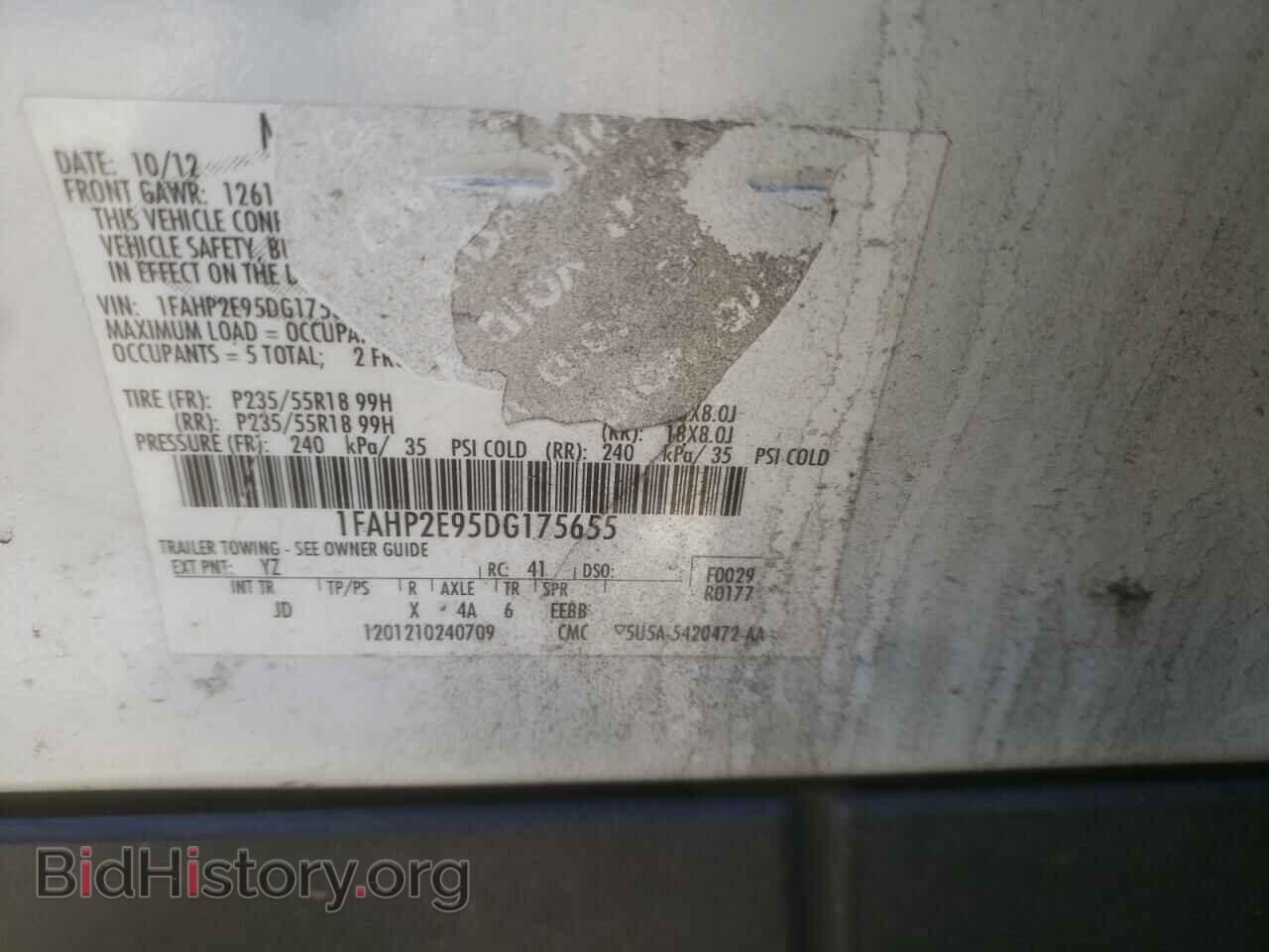 2013 FORD TAURUS - VIN: 1FAHP2E95DG175655 - Фото 10