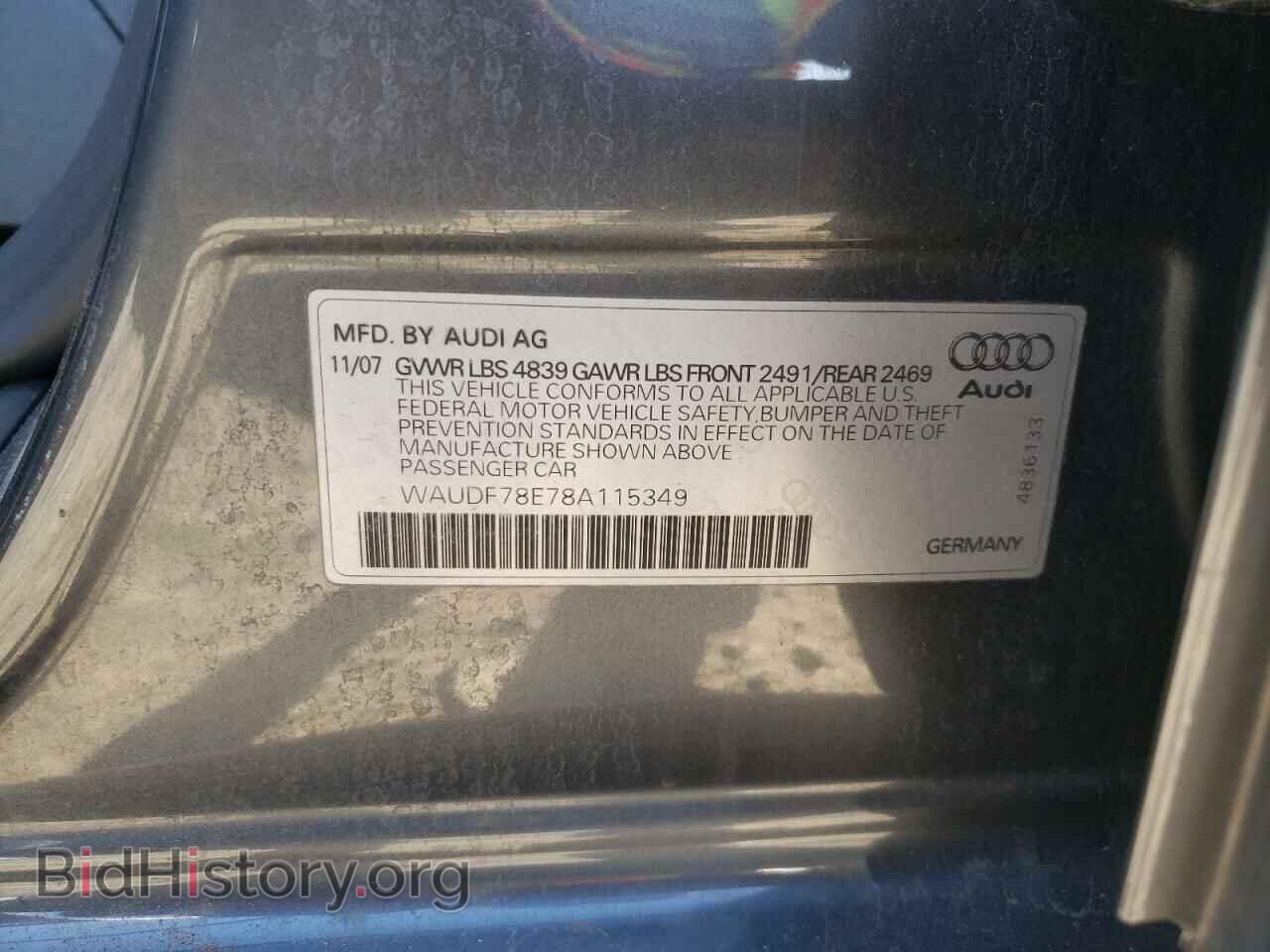 2008 AUDI A4 - VIN: WAUDF78E78A115349 - Фото 10